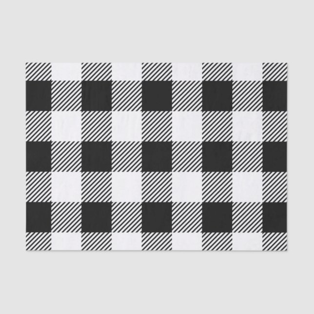 Christmas classic Buffalo check plaid pattern B&W Tissue Paper (Front)