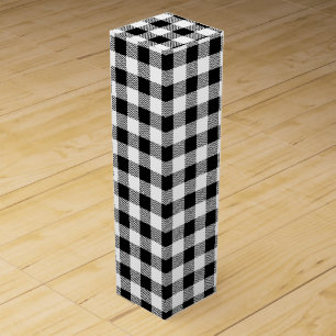Christmas classic Buffalo check plaid pattern B&W Wine Box