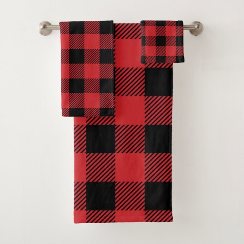 Christmas classic Buffalo check plaid pattern Bath Towel Set