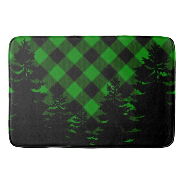 Christmas classic green Plaid Christmas evergreens Bath Mat (Front)