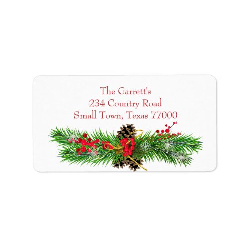 Christmas Classic Holly Berry Personalized Address Label