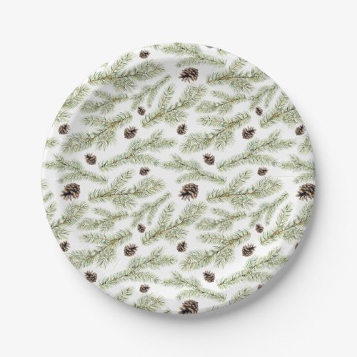 Christmas  Classic Pinecone Pattern Paper Plates