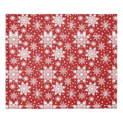 Christmas Classic red and white Snowflake pattern Duvet Cover