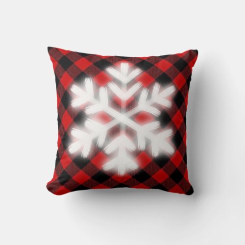 Christmas classic red Plaid classic snowflake Throw Pillow