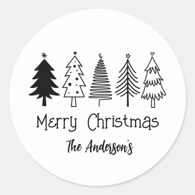Christmas  classic round sticker (Front)