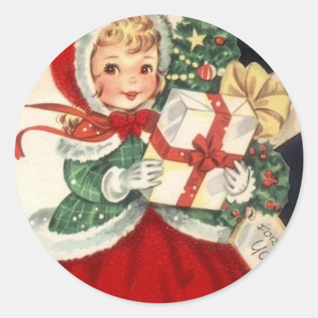christmas classic round sticker (Front)