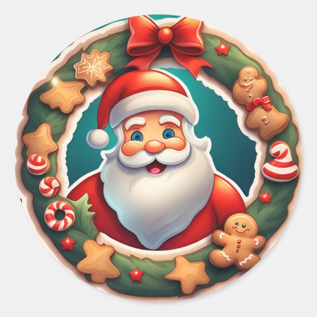 Christmas  classic round sticker (Front)
