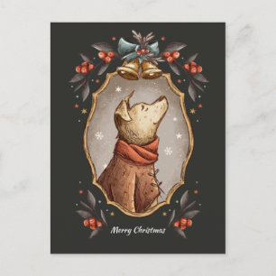 Christmas Classic Vintage Dog Holiday Postcard