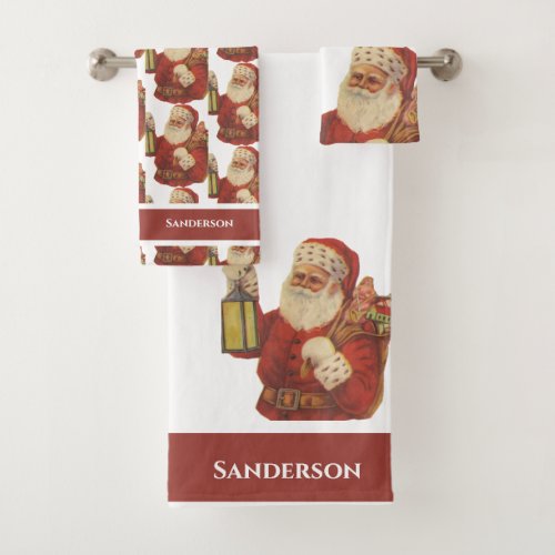 Christmas Classic Vintage Santa Claus Bath Towel Set