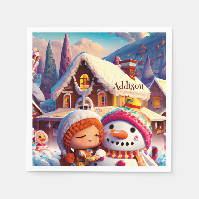Christmas Clay Playday Gingerbread Snowman Winter  Napkins (Front)