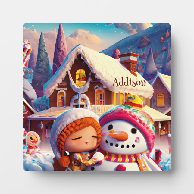 Christmas Clay Playday Gingerbread Snowman Winter  Plaque (Front)