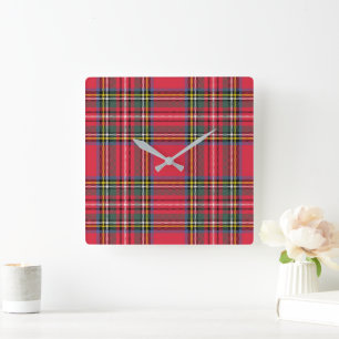 CHRISTMAS Clock Red Plaid