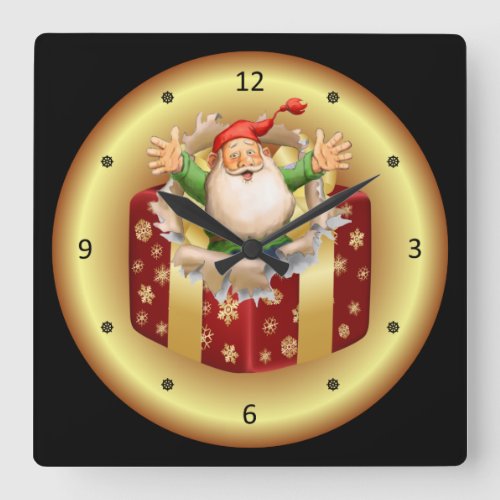 Christmas Clock  Santa  Breaking Through 