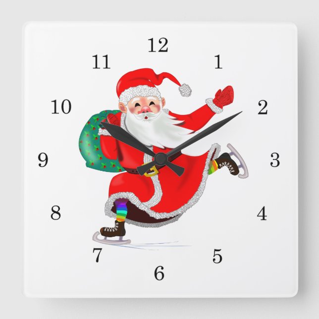 Christmas Clock Santa with Gift (Front)