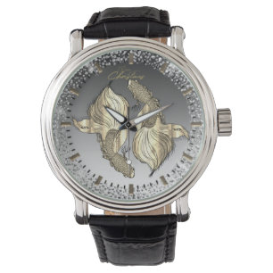 Christmas Clock with Golden Fish Watch