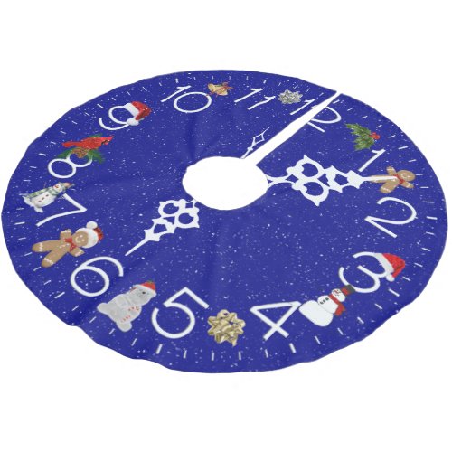 Christmas Clock with Snowflakes Brushed Polyester Tree Skirt