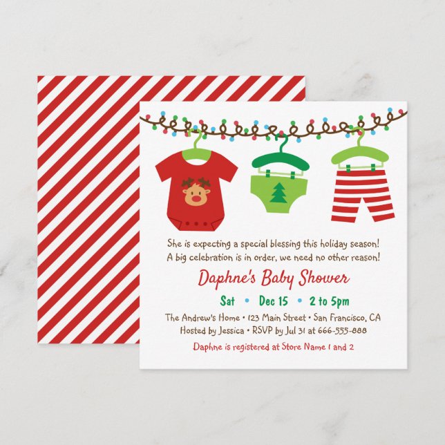 Christmas Clothes Baby Shower Party Invitations (Front/Back)