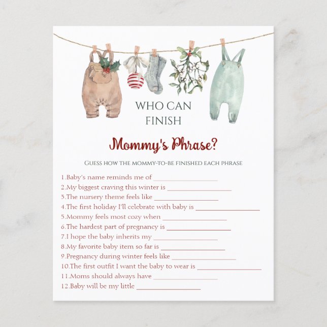 Christmas Clothes Who Can Finish Mommy's Phrase (Front)