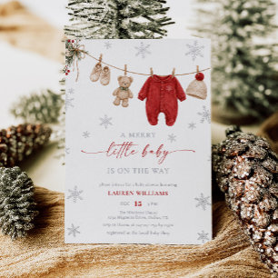 Christmas Clothesline A Merry Little Baby Shower Foil Invitation