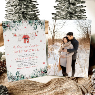Christmas Clothesline A Merry Little Baby Shower Invitation