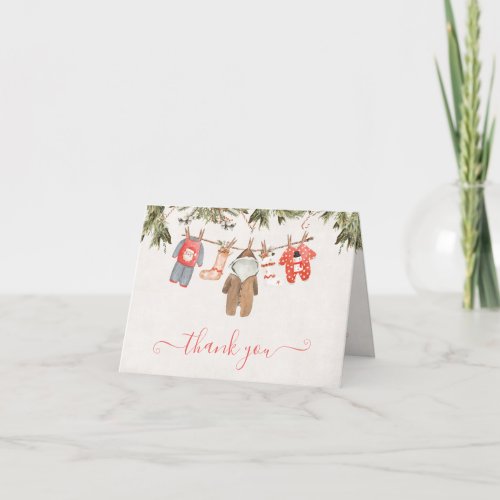 Christmas clothesline Baby Shower Clothesline Thank You Card