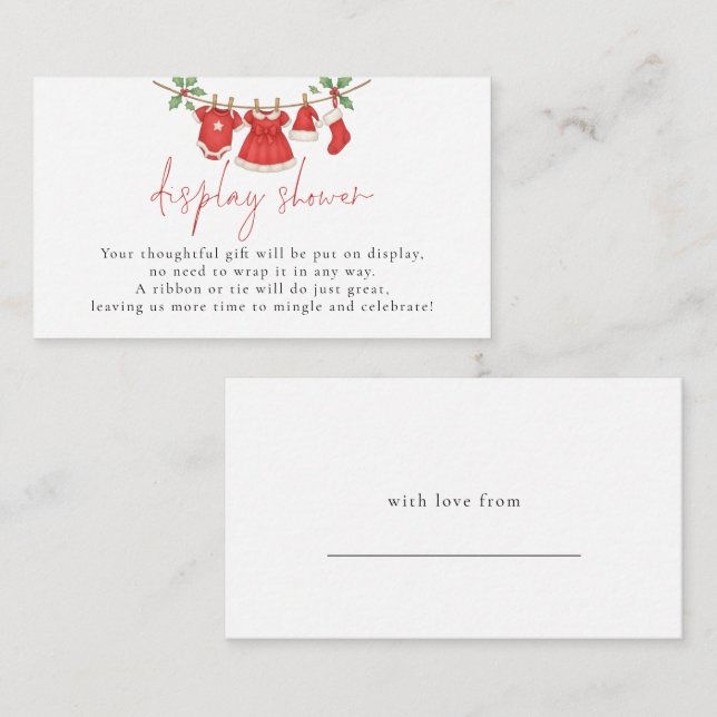 Christmas Clothesline Display Baby Shower Enclosure Card (Front/Back)