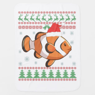 Christmas Clownfish Ocean Lover Funny Holiday Baby Blanket