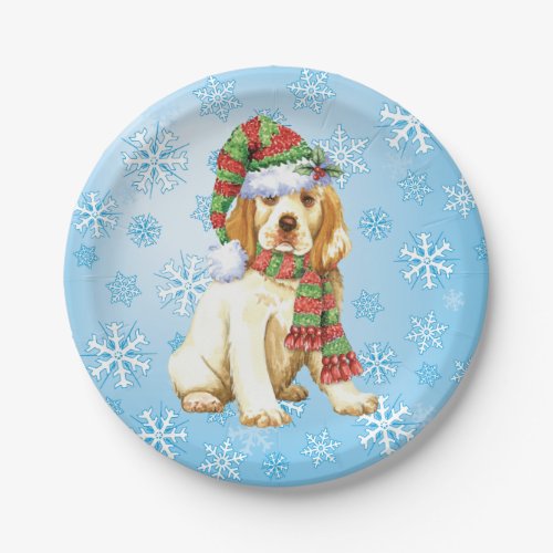 Christmas Clumber Spaniel Paper Plates