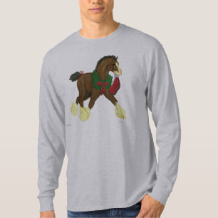 Christmas Clydesdale Horse Colt Long Sleeve T T-Shirt