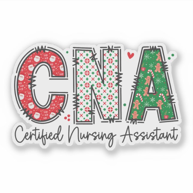 Christmas CNA Certified Nursing Assistant Sticker (Front)