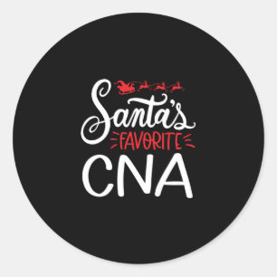 Christmas CNA Santas favorite CNA Classic Round Sticker