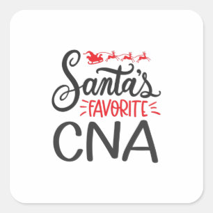 Christmas CNA Santas favorite CNA Square Sticker