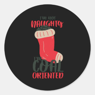 Christmas Coal Stocking Classic Round Sticker
