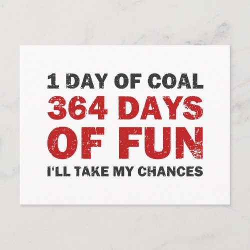 Christmas Coal VS 364 Days of Fun Holiday Postcard