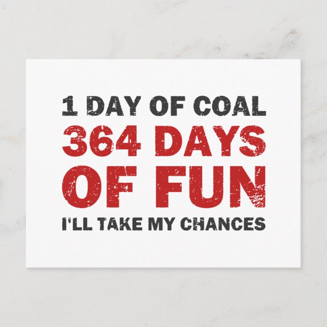 Christmas Coal VS 364 Days of Fun Holiday Postcard (Front)