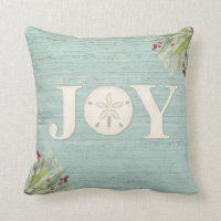 Christmas Coastal Beach Joy Throw Pillow