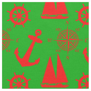 Christmas Coastal Nautical Pattern Fabric
