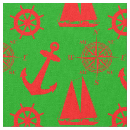 Christmas Coastal Nautical Pattern Fabric
