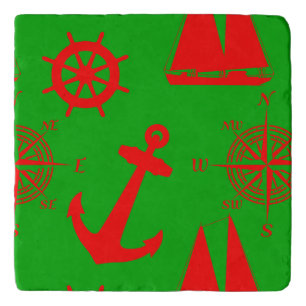 Christmas Coastal Nautical Pattern Trivet