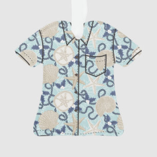 Christmas Coastal Tropical Sea Shell Wreath- Blue Ornament