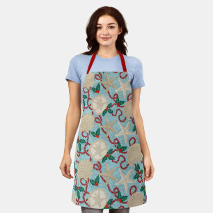 Christmas Coastal Tropical Sea Shells -Red Apron