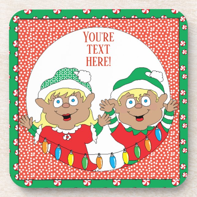 Christmas Coasters Elf of Color Happy (Front)