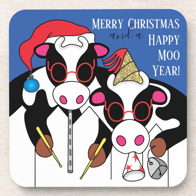 Christmas Coasters Happy Moo Year (Front)