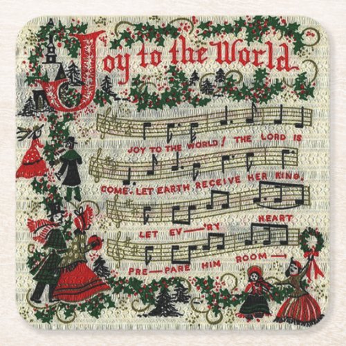 CHRISTMAS COASTERS Joy To The World Square Paper Coaster