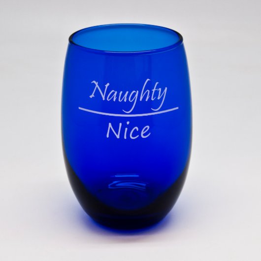 Christmas Cobalt Blue Stemless Wine Glass (Front)