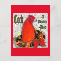 Christmas Cockadoodledoo Holiday Postcard