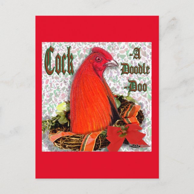 Christmas Cockadoodledoo Holiday Postcard (Front)