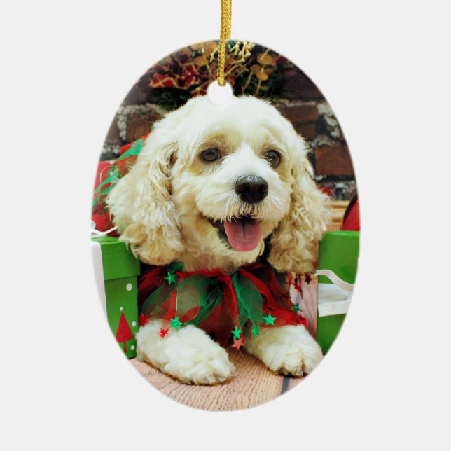 Christmas - Cockapoo - Clancy Ceramic Ornament (Front)