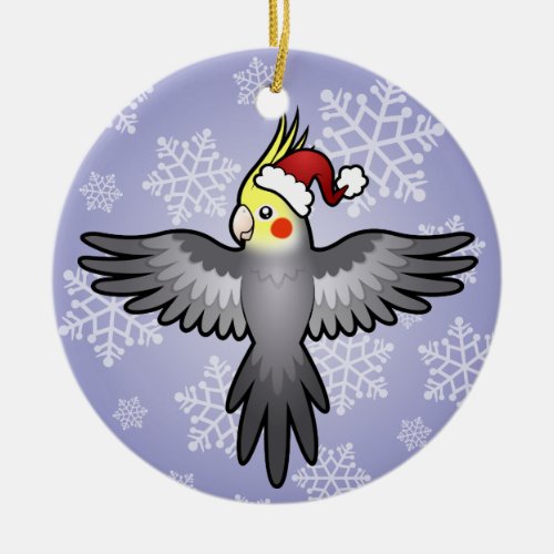 Christmas Cockatiel Ceramic Ornament