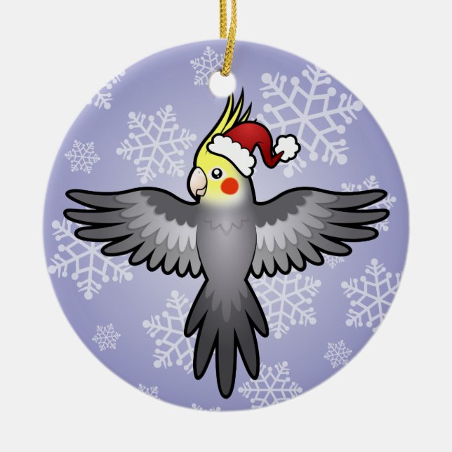 Christmas Cockatiel Ceramic Ornament (Front)